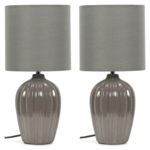 ValueLights Carbone Grey Shade Ceramic LED Table Lamp 2 Pack - image 1