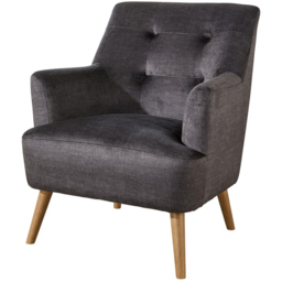 Home Source Arta Charcoal Plush Accent Armchair with Wooden Legs - thumbnail 2