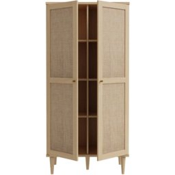 Florence Calasetta 2 Door Light Oak Rattan Display Cabinet - thumbnail 4