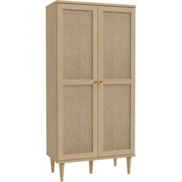 Florence Calasetta 2 Door Light Oak Rattan Display Cabinet - thumbnail 2