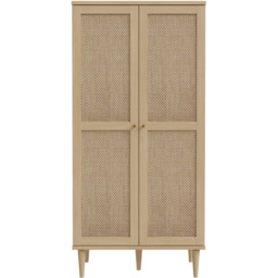 Florence Calasetta 2 Door Light Oak Rattan Display Cabinet - thumbnail 3