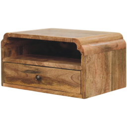 Artisan Furniture Avora Oak-ish Single Drawer Single Shelf Solid Wood Wall-Mounted Bedside Table - thumbnail 4