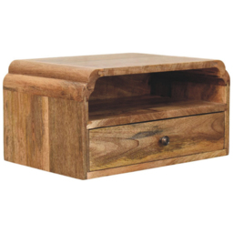 Artisan Furniture Avora Oak-ish Single Drawer Single Shelf Solid Wood Wall-Mounted Bedside Table - thumbnail 3