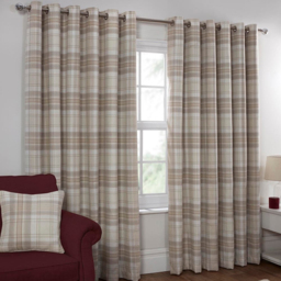 Divante Hatfield Check Blackout Eyelet Curtain Natural 168 x 183cm