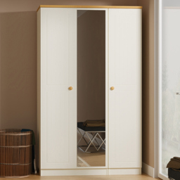 Crowndale Warwick 3 Door White Ash and Oak Mirrored Wardrobe