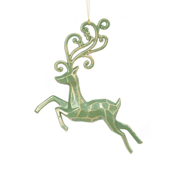 Single Amber Charm Brushed Gold Reindeer Hanging Decoration in Assorted styles - image 1