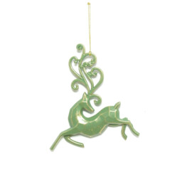 Single Amber Charm Brushed Gold Reindeer Hanging Decoration in Assorted styles - thumbnail 3