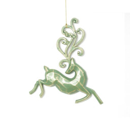 Single Amber Charm Brushed Gold Reindeer Hanging Decoration in Assorted styles - thumbnail 4
