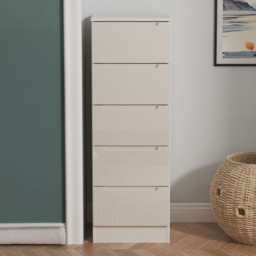 Crowndale Milan Kashmir Gloss and Kashmir 5 Drawer Tall Bedside Cabinet Ready Assembled - thumbnail 1