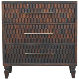 Artisan Furniture Cadiz Dark Brown 3 Drawer Solid Wood Carved Chest of Drawer - thumbnail 2
