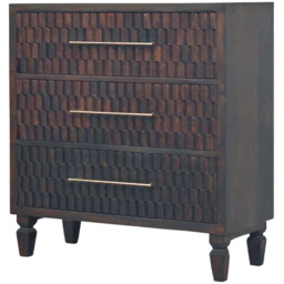 Artisan Furniture Cadiz Dark Brown 3 Drawer Solid Wood Carved Chest of Drawer - thumbnail 4