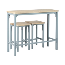 Nina 2 Seater Wood Effect Slim Bar Set with 2 Wood Effect Bar Stools - Grey - thumbnail 4