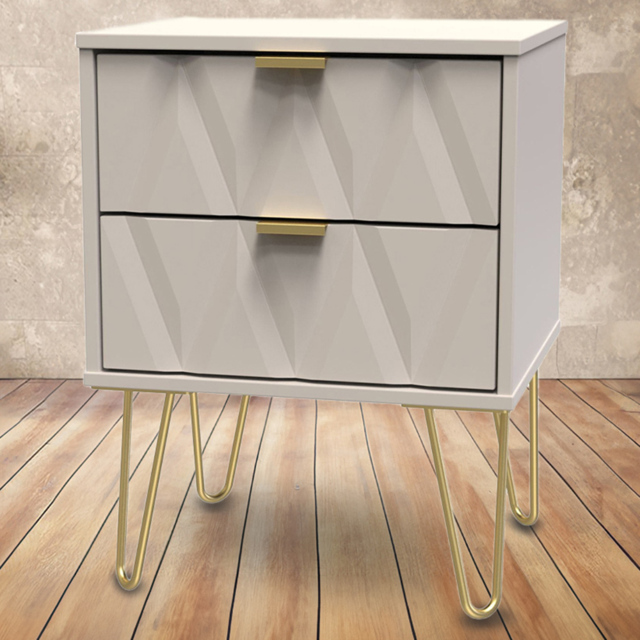 Crowndale Diamond 2 Drawer Matt Kashmir Bedside Table - image 1