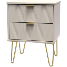 Crowndale Diamond 2 Drawer Matt Kashmir Bedside Table - thumbnail 2
