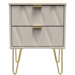 Crowndale Diamond 2 Drawer Matt Kashmir Bedside Table - thumbnail 3