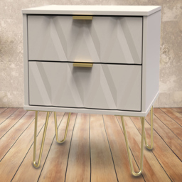 Crowndale Diamond 2 Drawer Matt Kashmir Bedside Table - thumbnail 1