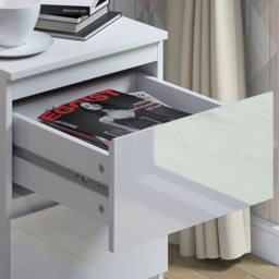 FWStyle Stora 2 Drawer White Gloss Bedside Table - thumbnail 3