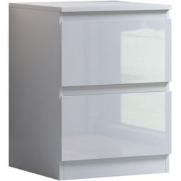 FWStyle Stora 2 Drawer White Gloss Bedside Table - thumbnail 2
