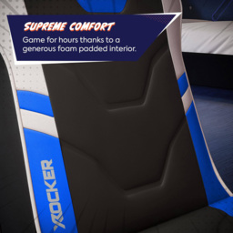 X Rocker Shadow 2.0 Blue Floor Rocker Gaming Chair with Headrest-Mounted Speaker System - thumbnail 4