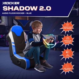 X Rocker Shadow 2.0 Blue Floor Rocker Gaming Chair with Headrest-Mounted Speaker System - thumbnail 2
