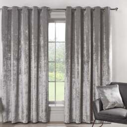 Divante Silver Crushed Velvet Eyelet Curtains 229 x 229cm - thumbnail 2