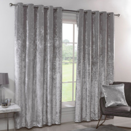 Divante Silver Crushed Velvet Eyelet Curtains 229 x 229cm