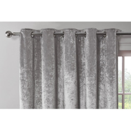Divante Silver Crushed Velvet Eyelet Curtains 229 x 229cm - thumbnail 3
