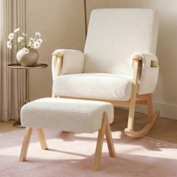Bebe & Beyond Storyteller Off White Teddy Nursing Chair and Stool - thumbnail 1