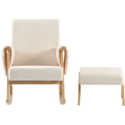 Bebe & Beyond Storyteller Off White Teddy Nursing Chair and Stool - thumbnail 3