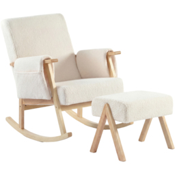 Bebe & Beyond Storyteller Off White Teddy Nursing Chair and Stool - thumbnail 2