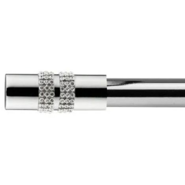 New Edge Blinds Sparkle Chrome Extendable Eyelet Metal Curtain Pole Set 160-300cm - image 1