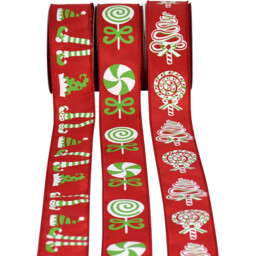 Single Candy Cane Lane Novelty Sweet Ribbon in Assorted styles - thumbnail 1