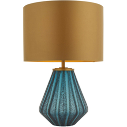 Merano Courmayeur Gold and Turquoise Tinted Glass Table Lamp