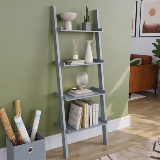 Vida Designs York 4 Shelf Grey Ladder Bookcase - image 1