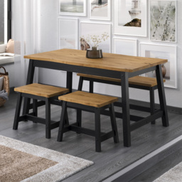 Core Products Corona 4 Seater Dining Table Natural and Black - thumbnail 4