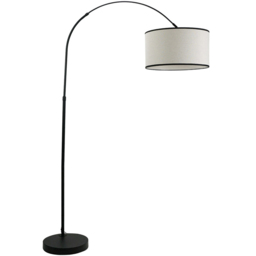 ValueLights Louis Black Edge Drum Lamp Shade Black Metal Arched LED Floor Lamp