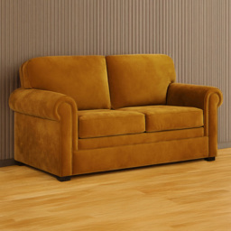 Jay-Be Heritage 2 Seater Luxe Velvet Saffron Sofa Bed with e-Pocket Mattress