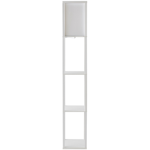 ValueLights Struttura 3 Shelf White Shelving Unit Floor Lamp with Fabric Shade - image 1