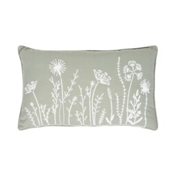 Kalina Floral Embroidered Cushion Grey