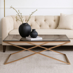 Premier Housewares Montril Glass Top Criss Cross Coffee Table - thumbnail 3