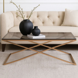 Premier Housewares Montril Glass Top Criss Cross Coffee Table - thumbnail 1