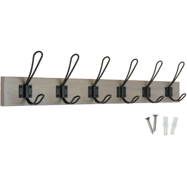 Headbourne Black and Grey Ash 6 Hook Coat Rail - image 1