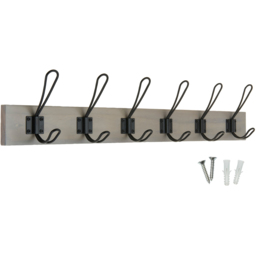 Headbourne Black and Grey Ash 6 Hook Coat Rail
