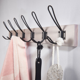 Headbourne Black and Grey Ash 6 Hook Coat Rail - thumbnail 2