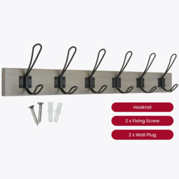 Headbourne Black and Grey Ash 6 Hook Coat Rail - thumbnail 3