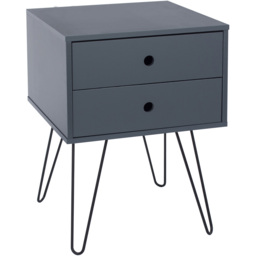 Telford 2 Drawer Midnight Blue Metal Legs Bedside Table - thumbnail 3