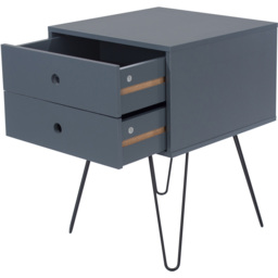 Telford 2 Drawer Midnight Blue Metal Legs Bedside Table - thumbnail 4