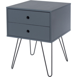 Telford 2 Drawer Midnight Blue Metal Legs Bedside Table - thumbnail 2