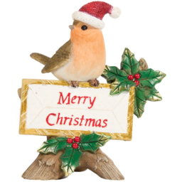 Sleigh Bells Ring Brown Robin Merry Christmas Ornament 12cm