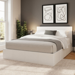 GFW King Size White End Lift Ottoman Bed with Stitched Headboard